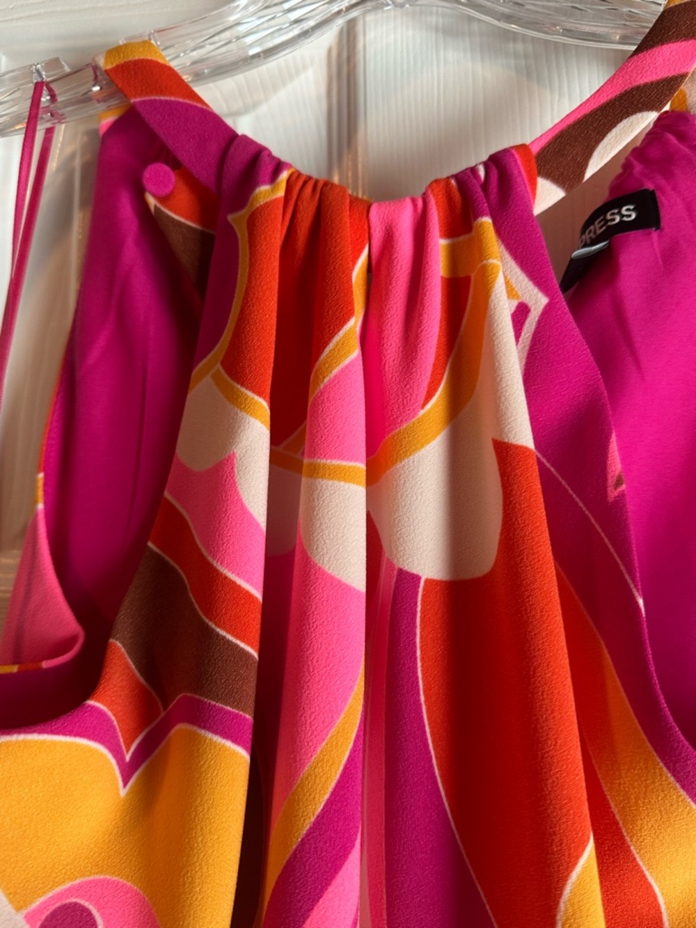 Express Hot Pink & Multicolor Abstract Print Dress
